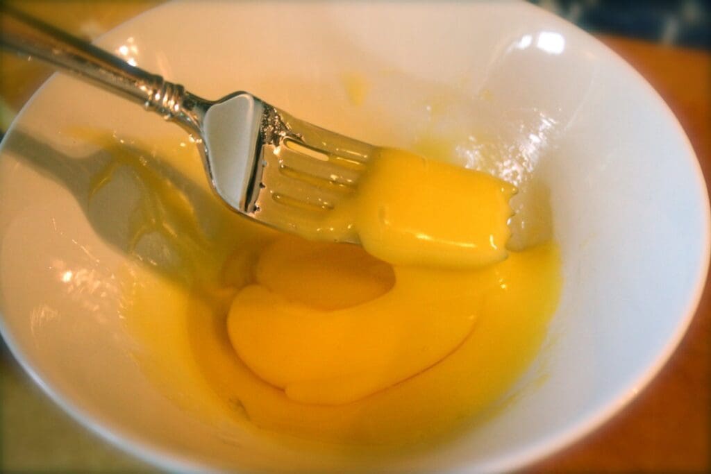 A fork in a bowl.