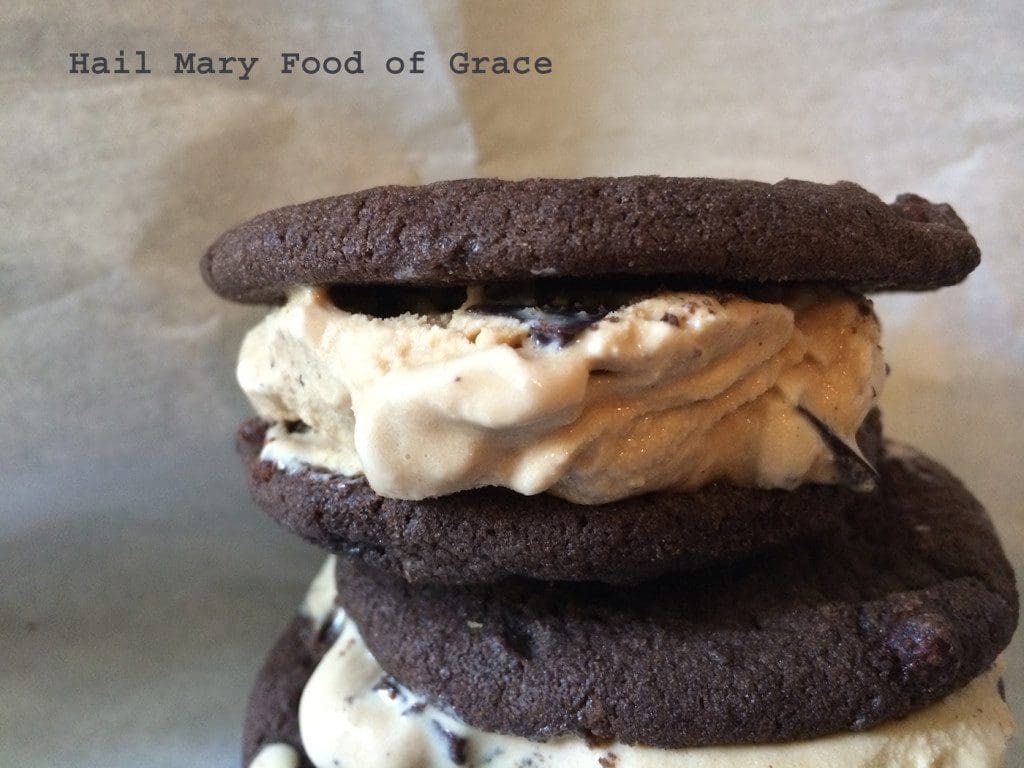 Chocolate and coffee ice cream sandwich