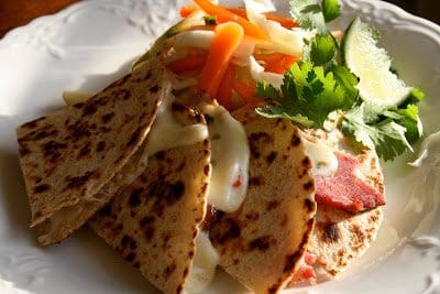 A plate of food on a table.