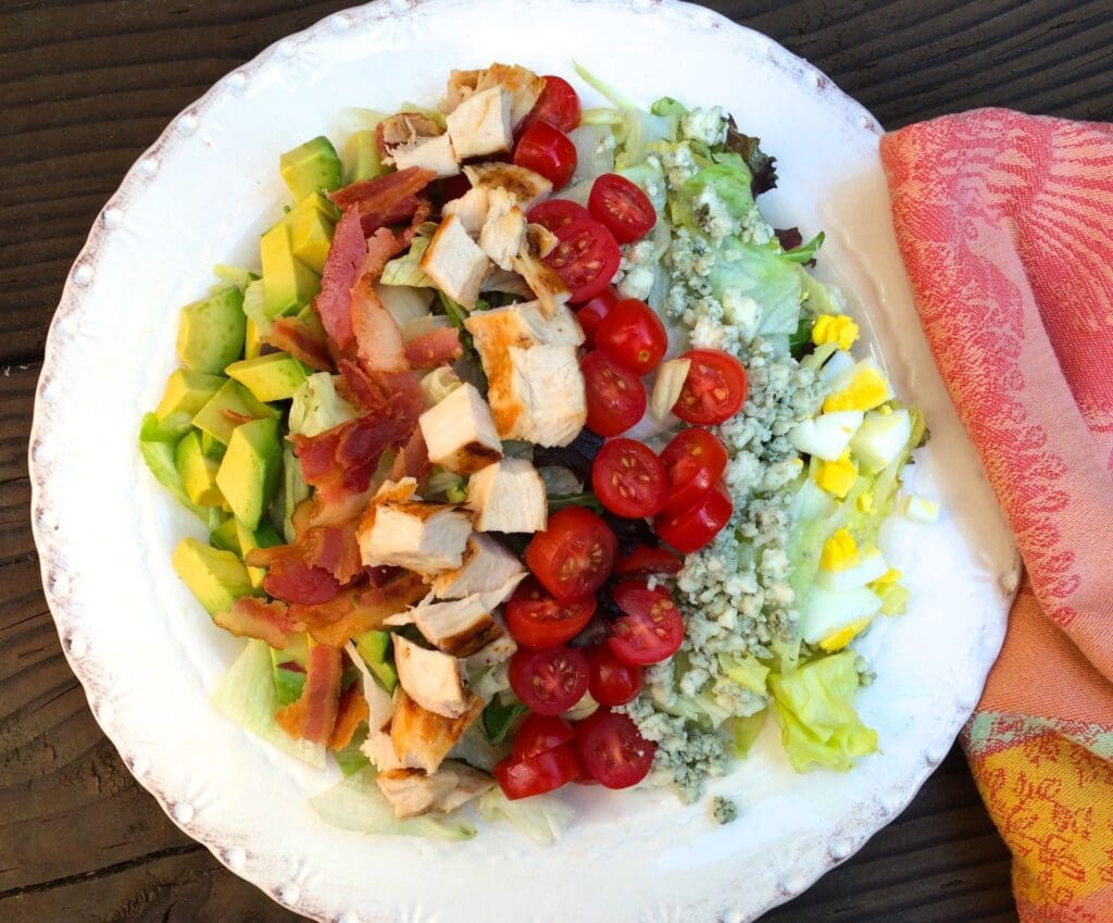 a plate of Cobb salad