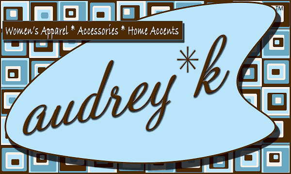The logo for audrey k.