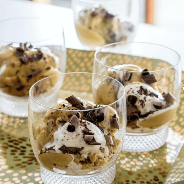 A tray of desserts on a table.