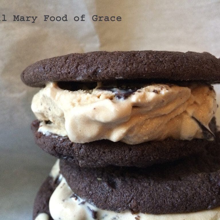 Chocolate and coffee ice cream sandwich